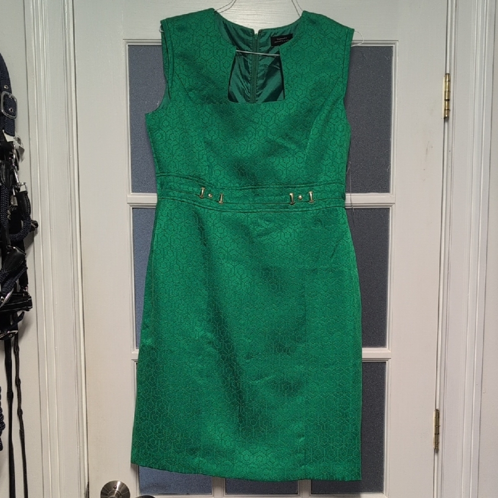 Tahari Green Textured Midi Dress